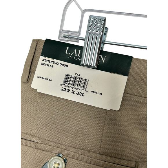 Lauren Ralph Lauren Tan Flat Front Pant Lightweight Men's 32x32 NEW - Picture 6 of 9
